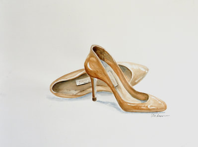 High heels watercolor painting jimmy choos favorite pair of shoes by karen lindeman fine art studio