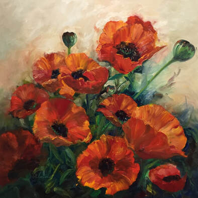 oil painting poppies called flamenco