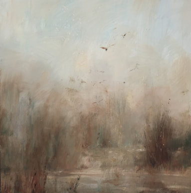 oil painting marshes near houston texas with birds