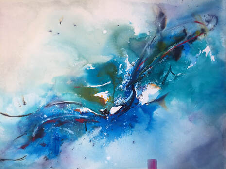 blue abstract watercolor painting