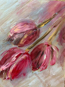 tulips on glass painting