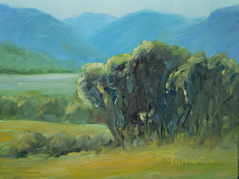 oil painting cottonwoods near Steamboat Springs, Colorado